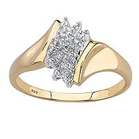 PalmBeach Jewelry Yellow Gold-Plated or Platinum-Plated Sterling Silver Genuine Diamond Accent Cluster Ring