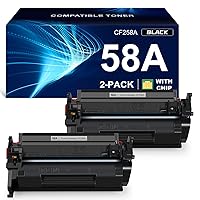 58A CF258A Toner Cartridge (with chip) Compatible Replacement for HP 58A CF258A 58X CF258X Laserjet MFP M428fdw M428dw M428fdn Pro M404n M404dn M404dw M404 M428 Toner Laser Jet Printer (Black 2-Pack)