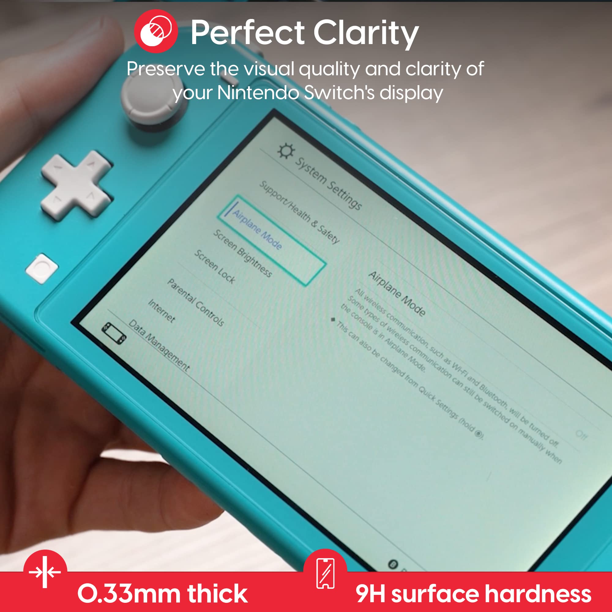 TALK WORKS Screen Protector Compatible with Nintendo Switch Lite - Scratch, Crack, and Shatter Resistant - Ultra-Thin HD Touchscreen Tempered Glass, See-Through Cover & Easy Installation (Pack of 3)