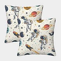 Astronaut Life Cushion Covers Decorative Soft Throw Pillow Cover Square Space Pillowcase for Sofa Pillow Covers Livingroom Bedroom Chair with Invisible Zipper Set of 2 Pillowcases 50x50cm