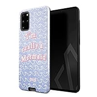 Compatible with Samsung Galaxy S20 Plus Case Im Really A Mermaid Sea Ocean Waves Pattern Glitter Unicorn Heavy Duty Shockproof Dual Layer Hard Shell + Silicone Protective Cover