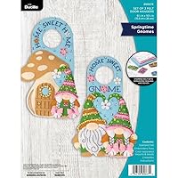 Bucilla, Springtime Gnomes, Felt Applique 2 Piece Door Hanger Kit, Perfect for DIY Arts and Crafts, 89667E