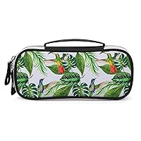 Tropical Hawaii Leaves Palm Tree Pencil Pen Case Portable Pen Bag Pouch Travel Makeup Bag with Handle for Men Women