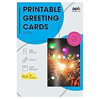 PPD 50 Inkjet Printable Blank Glossy Greeting Card Paper 64lbs 240gsm 10.9mil 8.5x11 Half Fold To 5.5x8.5 Premium Quality Photographic Print Cardstock Instant Dry and Water-Resistant (PPD-51-50)