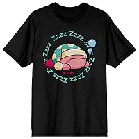 Kirby Sleepy Kirby Crew Neck Short Sleeve Men's Black T-Shirt