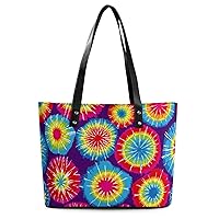 Womens Handbag Tie Dye Leather Tote Bag Top Handle Satchel Bags For Lady