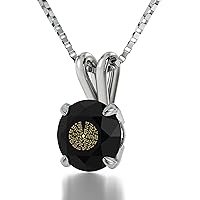 Sterling Silver Kabbalah Necklace with 72 Names Imprinted in 24kt Gold on CZ