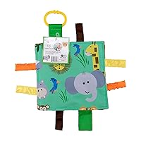 Baby Jack & Co 8x8” Jungle Lovey Tag Toys for Babies - Baby Crinkle Toys - Crinkle Toys for Baby - Soft & Safe - Learn Shapes & Colors - Ideal Baby Toy - BPA Free w/Stroller Clip