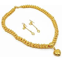 Necklace Pikun Flower,Pendant Heart,22k 23k 24k Thai Baht Yellow Gold GP Necklace Pendant Thai Jewelry Women From Thailand