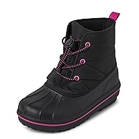 The Children's Place Girls Winter Lace Up Snow Boots, Black, 11 Big Kid