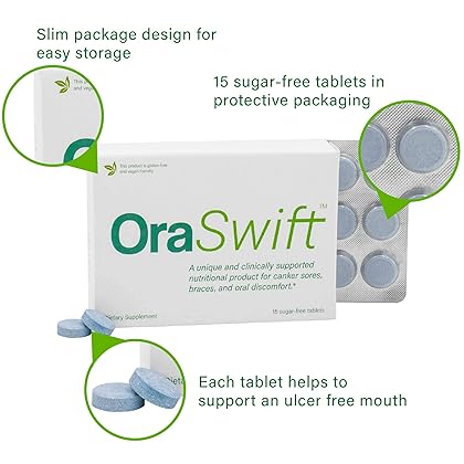 OraSwift All Natural Canker Sore Medicine and Mouth Sores Relief | Effective for Mouth Ulcers, Cold Sores, Dry Mouth, Stomatitis, Gingivitis | Supports Fast Healing of Mucosal Lining in The Mouth