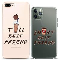 Matching Couple Cases Compatible for iPhone 15 14 13 12 11 Pro Max Mini Xs 6s 8 Plus 7 Xr 10 SE 5 Short BFF Coffee Tall Cute Clear Cover Print Flexible Funny Friendship Slim fit Art