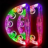 Aywewii LED Tambourine, Light Up Toys Handheld Musical Flashing Tamborine Autism Toys Party Supplies for easter basket stuffers Anniversaries Gifts For Kids Adults Teens(Four Colors are Randomly Sent)