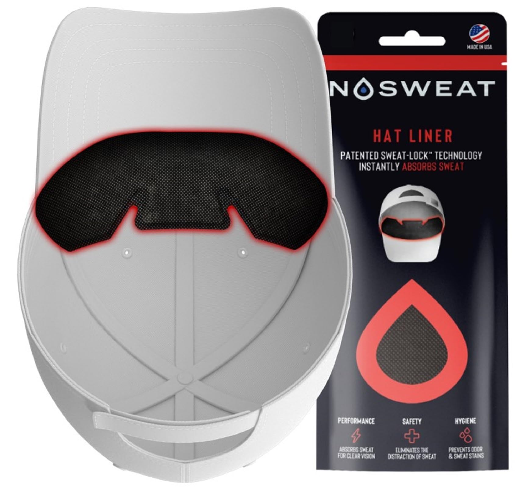NoSweat Golf Hat Sweat Liner – Prevents Stains & Odor Patented Technology Made in The USA
