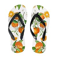 Vantaso Slim Flip Flops for Women Floral Summer Lemon Leaves Yoga Mat Thong Sandals Casual Slippers