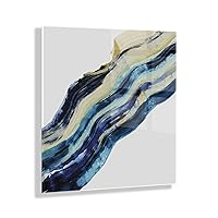 Wavy Lines Floating Acrylic Art by Amy Lighthall, 23x23, Blue Abstract Art Print For Wall