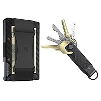 The Ridge Secure Essentials Bundle: Minimalist RFID-Blocking Slim Wallet with Cash Strap & Compact Key Organizer Set (Carbon Fiber)