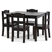 Humble Crew, Espresso Kids Wood Table and 4 Chairs Set, 5-Piece