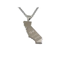California State Map Shape and Flag Design Pendant Necklace
