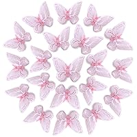 12pcs Butterfly Lace Trim, Lace Butterfly Applique Patches,Double Layers Organza Butterfly Lace Fabric Embroidery Sewing Lace DIY for Wedding Bride Hair Dress Hat Accessories (Pink)