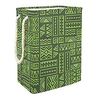 Bohemia Boho Green Large Laundry Hamper With Easy Carry Handle, Waterproof Collapsible Laundry Basket For Storage Bins Kids Room Home Organizer