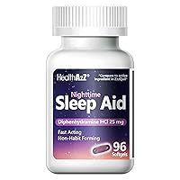HealthA2Z Nighttime Sleep Aid 96 Softgels | Diphenhydramine HCl | Fast Acting | Non Habit-Forming | Adult Sleeplessness LiquiCaps