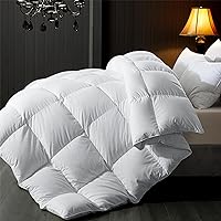 Feather Down Comforter Queen Duvet Insert, All Season White Luxury Hotel Fluffy Bed Comforter, Ultra Soft 100% Cotton Cover, Queen Size 90x90 Inch