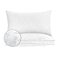 Elegant Comfort Diamond Stiched Premium Hotel Quality Quilted Goose-Down Alternative Plush Bed Pillows for Side Back & Stomach Sleepers, 2-Pack, King, White 2 Count