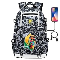 Lightweight Cristiano Ronaldo Daily Bookbag CR7 Daypack with USB Port-Sturdy Travel Knapsack,Outdoor Backpack