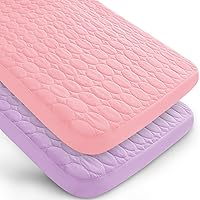 Waterproof Pack and Play Mattress Pad 2 Pack, Pack and Play Sheets Quilted Mattress Protector Cover 39