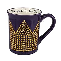 Enesco Our Name is Mud Good to Be Queen Crown Rhinestone Coffee Mug, 16 Ounce, Multicolor