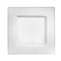 Party Essentials Disposable Dinnerware/Square Plastic Plates for Wedding/Birthday/All Occasions, 9.5