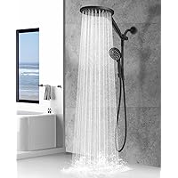 21-mode Dual Handheld Shower Head Combo, Upgraded 2-in-1 Rain Shower Heads System 8 Inch Rainfall Shower Head and 10 Modes High Pressure Hand Held Showerhead with Built-in Power Wash
