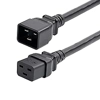 StarTech.com 2ft (60cm) Heavy Duty Extension Cord, IEC 60320 C19 to C20, 20A 250V, 12AWG, AC Power Cable, Heavy Gauge Power Extension Cable - UL Listed Components (BA16-2200-POWER-CORD)