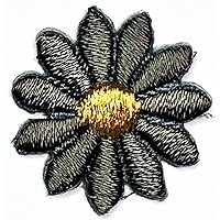 Mini Gray Daisy Patches Sticker Flowers Embroidery Iron On Fabric Applique DIY Sewing Craft Repair Decorative Sign Symbol Costume