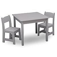 MySize Kids Wood Table and Chair Set (2 Chairs Included) - Ideal for Arts & Crafts, Snack Time & More - Greenguard Gold Certified, Grey, 3 Piece Set