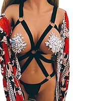 Women's Lingerie Alluring Cage Bra Elastic Strappy Hollow Out Bra Bustier Stripper Outfits Exotic Sets
