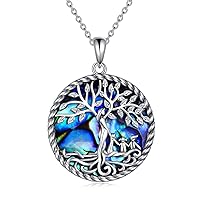 ONEFINITY Tree of Life Necklace for Women Sterling Silver Abalone Shell Crystal Tree of Life Pendant Necklace Family Tree Jewelry for Mom Daughter Sister Girls Christmas Gifts