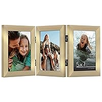Hinged 3 Photo Frame in Gold - Desk Photo Frame for 5x7
