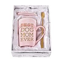 Best Dog Mom Ever Coffee Mug Mothers Day Gifts for Mom from Daughter Son Dog Mom Gifts Dog Lover Gifts for Women Birthday for Women Mom Marble Coffee Cups 14 Oz Pink with Gift Box