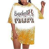 Baseball Mom Shirt Women Mama Vintage Bleached T-Shirts Funny Leopard Graphic Tee Oversized Short Sleeve Blouse Tops