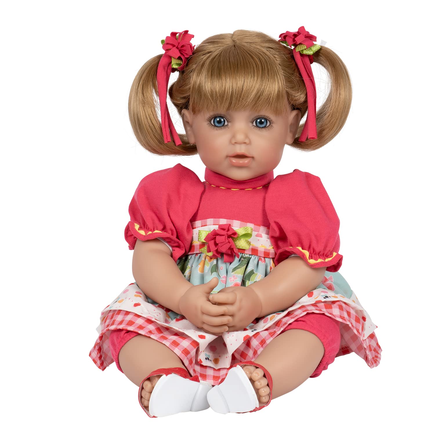 Adora Realistic Baby Doll Lace - Toddler Doll Polka Dot Picnic, 20 inch, Soft CuddleMe Vinyl, Black Hair/Brown Eyes