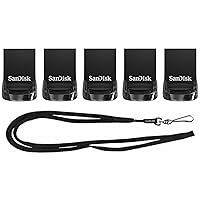SanDisk 32GB (5 Pack) Ultra Fit USB 3.1 Mini Flash Drive 130MB/s SDCZ430-032G Bundle with (1) GoRAM Lanyard (32GB, 5 Pack)