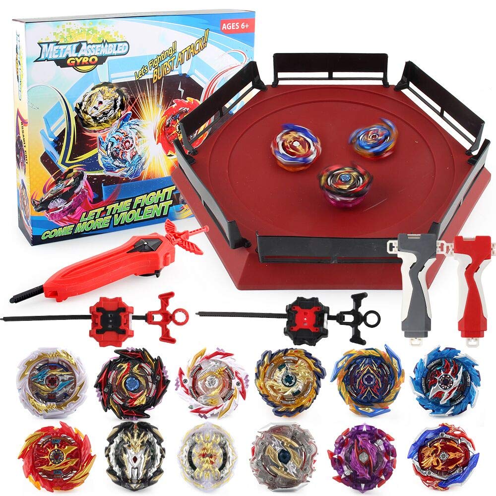 PWTAO Bey Burst Battle Case Toy Set 4 Pieces Gyro 1 Blade Burst Starter with Battle Stadium for Spinning Top Game Great Birthday Gifts for Boys Girls Kids (006)