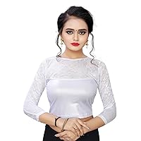 Women's Cotton Lycra Long Sleeve Solid Round Neck Readymade Stitched Blouse Free Size