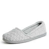 Dearfoams Women's Katie Velour Secure-fit Closed Back Memory Foam Comfort Slip on Loafer with Rubber Sole Slipper