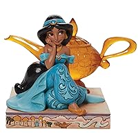 Enesco Jim Shore Disney Traditions Aladdin Jasmine with Genie Lamp Figurine, 5.25 Inch, Multicolor