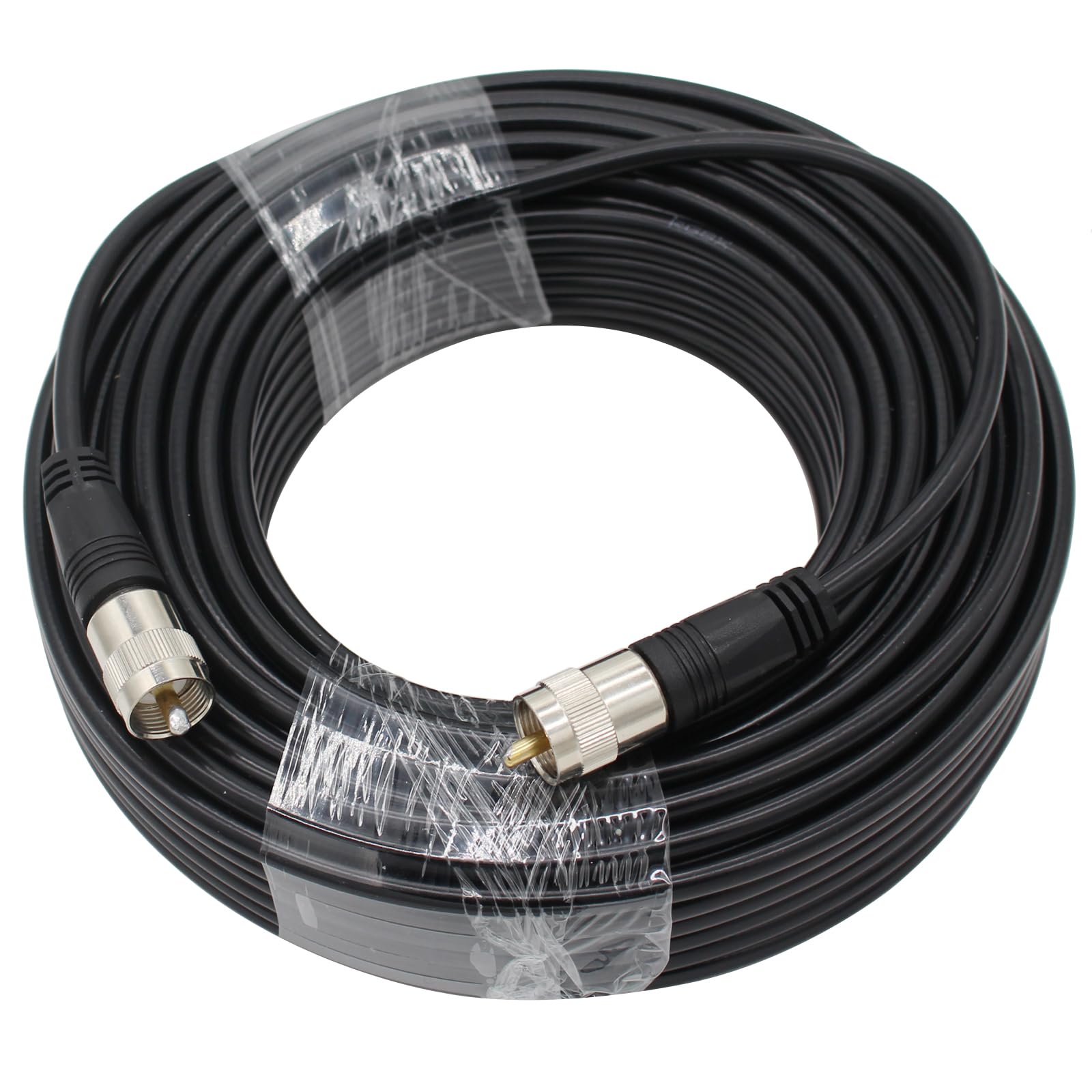 exgoofit RG8X Coaxial Cable 100ft, CB Coax Cable, UHF PL259 Male to Male Coaxial Cable Connector for HAM Radio, Antenna Analyzer