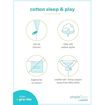 Simple Joys by Carter's Baby Girls' Cotton and Fleece Footed Sleep and Play, Pack of 2