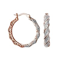 Amazon Essentials Plated Bronze Diamond Accent Twisted Hoop Earrings (previously Amazon Collection)